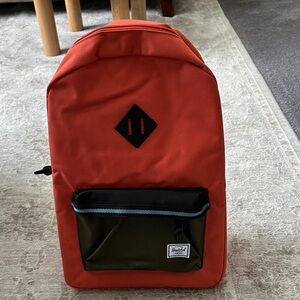 Herschel Supply Company Orange/Black/Army Green/Blue Heritage Backpack. NWT’s.